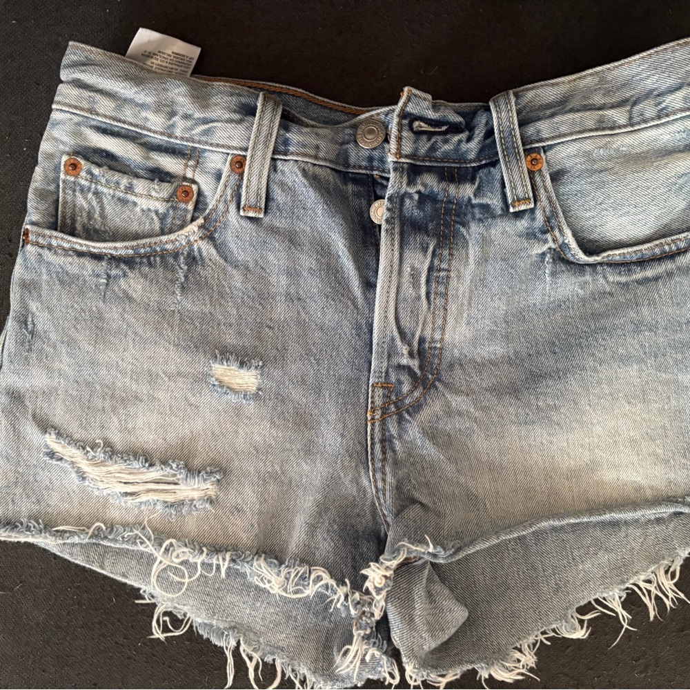 Levi's Light Blue Distressed Jean Shorts